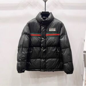 Gucci Black Puffer Jacket with Signature Stripe